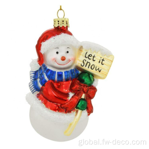 Christmas Glass Ornaments colored snowman with sign glass christmas ornament Manufactory